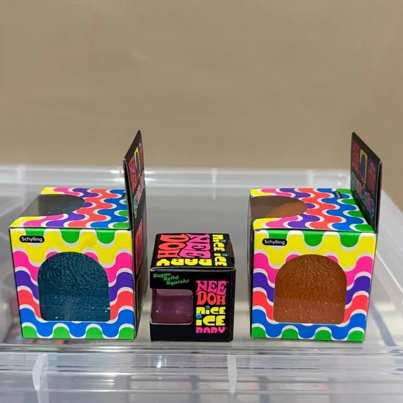 Nee Doh squishy toys: pink Mini Ice Cube and two Gum Drops - Picture 4 of 6